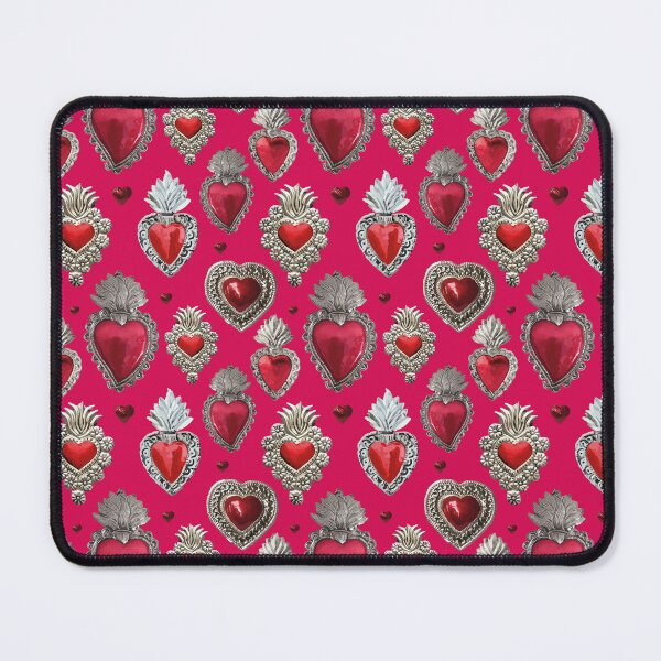 Item preview, Mexican milagrito vibrant red sacred heart silver oaxaca folk art elegant seamless pattern designed and sold by T-Mex.