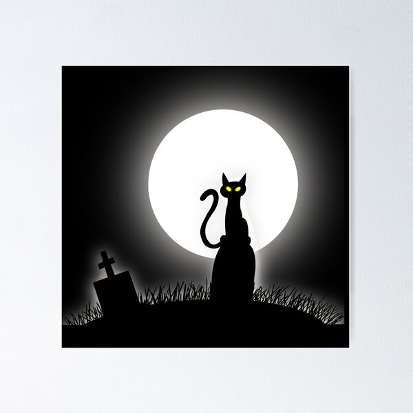Item preview, Gato espeluznante de Halloween en una lápida designed and sold by Eslimm.