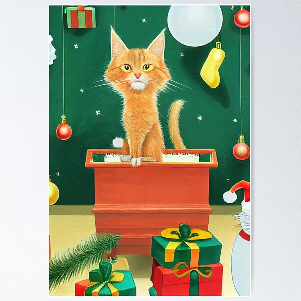 Item preview, Main Coon Cat Christmas Print designed and sold by ThePurpleMelon.