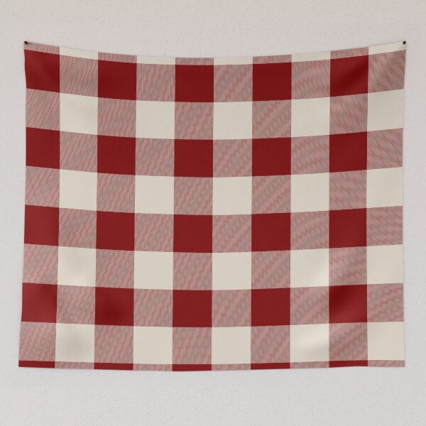 Item preview, Buffalo Check Dark Red And Vintage White Plaid Wide Stripes designed and sold by rewstudio.