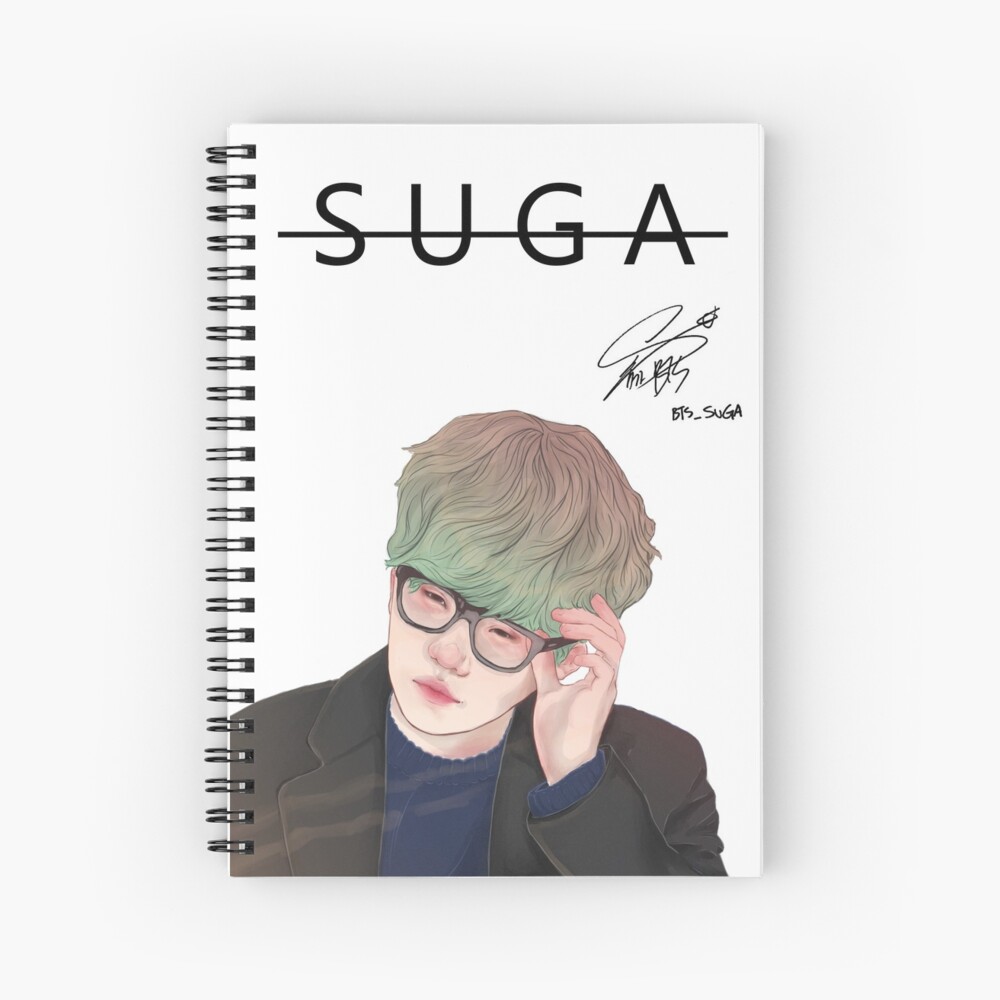 "Suga BTS Autograph " Spiral Notebook for Sale by tcddy Redbubble