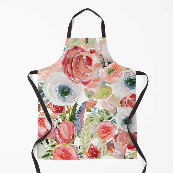 Item preview, Watercolor Flowers in Spring, orange, peach, blush pink, endive green designed and sold by PixDezines.