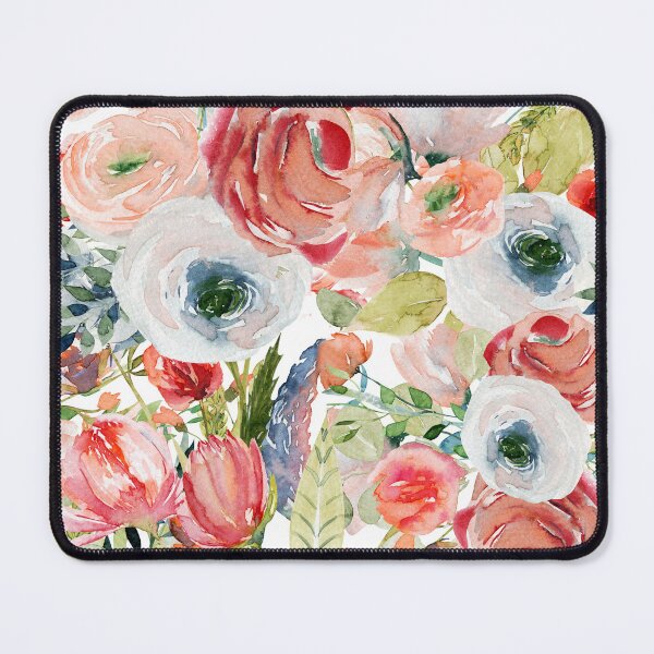 Item preview, Watercolor Flowers in Spring, orange, peach, blush pink, endive green designed and sold by PixDezines.