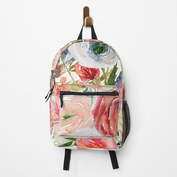 Item preview, Watercolor Flowers in Spring, orange, peach, blush pink, endive green designed and sold by PixDezines.