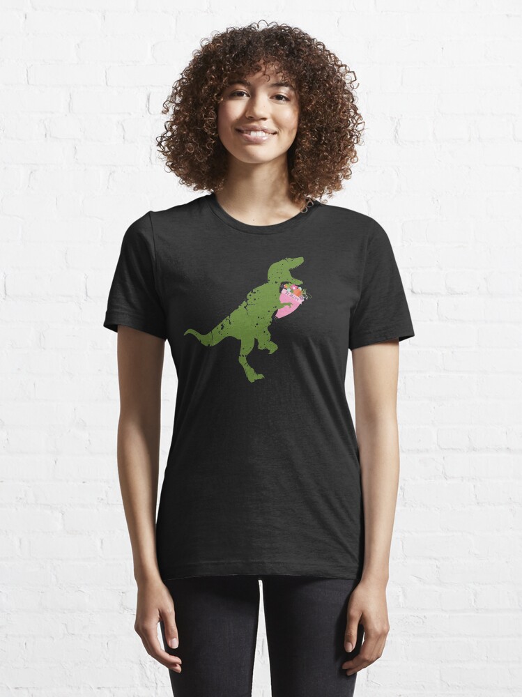 "Derpy trex dinosaur flower bouquet Valentines Day" Tshirt for Sale