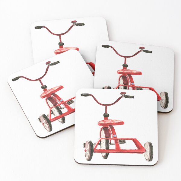 Item preview, Red Tricycle Nostalgic Watercolor Illustration designed and sold by creategoodluck.