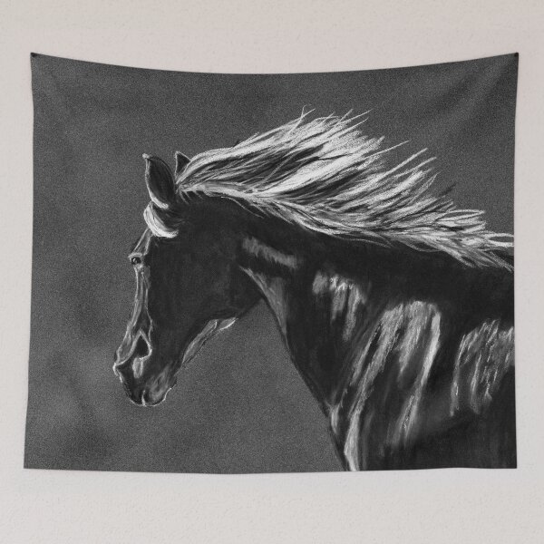 Item preview, Black and white charcoal horse designed and sold by traceyeverart.