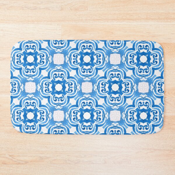 Item preview, Abstract watercolour rococo pattern in beautiful blues, organic swirls and roses mandala style designed and sold by FrancesPoff.