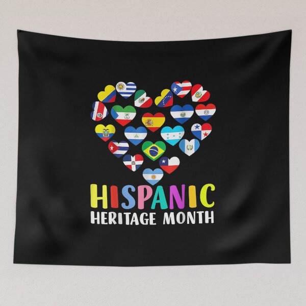 Item preview, National Hispanic Heritage month All Countries Heart Flags designed and sold by Aronjoh.