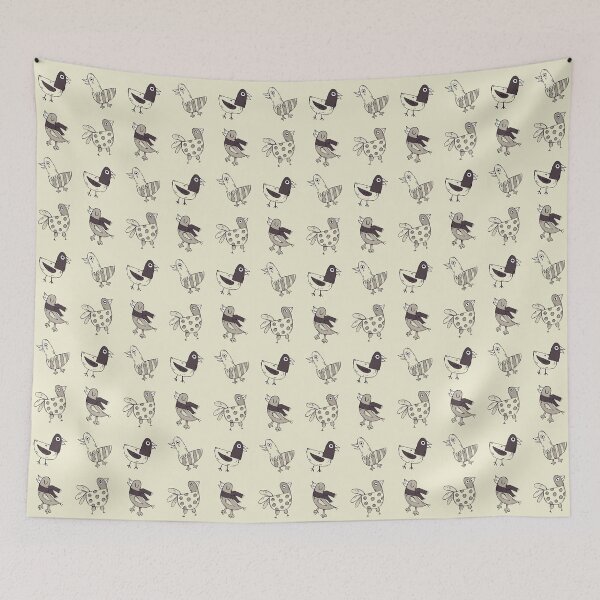Item preview, Monotone birds pattern - black and ivory designed and sold by LaBelleMaison.