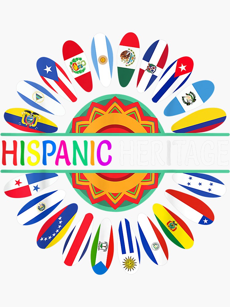 Hispanic Countries Flags Sunflower Hispanic Heritage Month Sticker For Sale By Aronjoh Redbubble