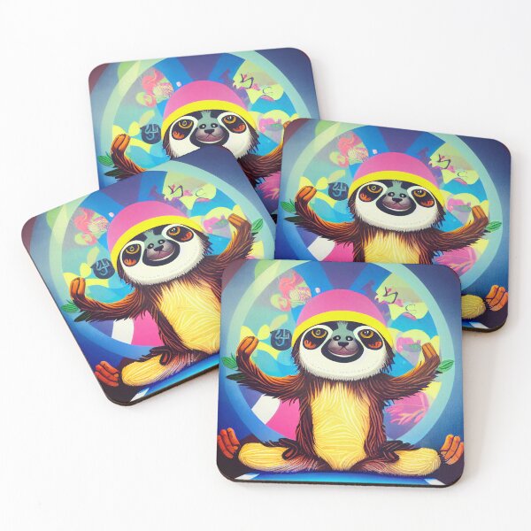 Item preview, Colorful cutest sloth doing yoga designed and sold by Studiowatermars.