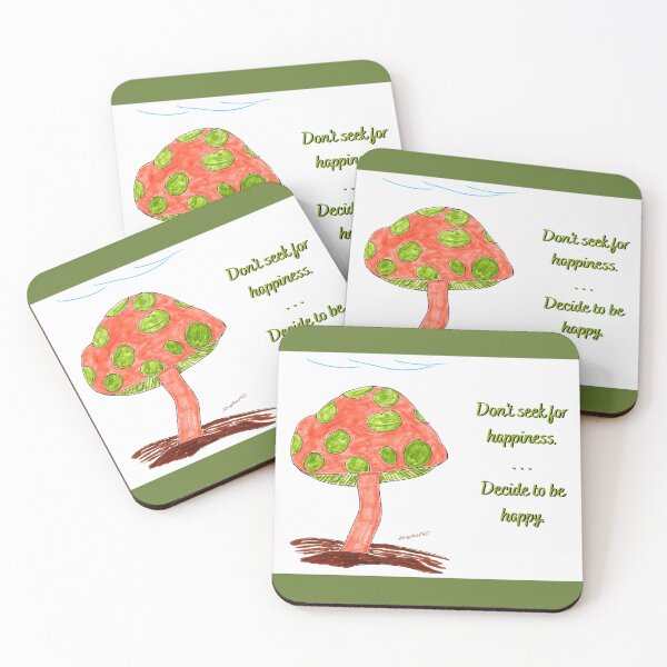 Artikelvorschau, Mushroom Design with 'Decide to be happy' Slogan entworfen und verkauft von Art-by-Ahyoka.