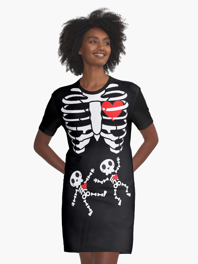 Pregnant Skeleton Baby Girl Halloween Costume T-Shirt