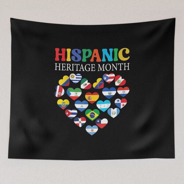 Item preview, National Hispanic Heritage month All Countries Heart Flags designed and sold by Aronjoh.