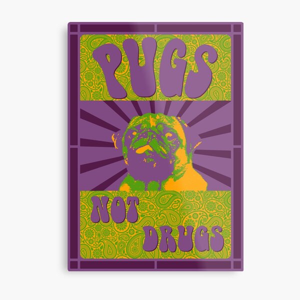 Pugs Not Drugs Metal Print