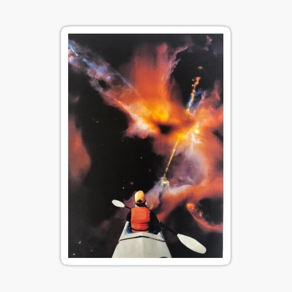 Paddling Through The Universe Collage Sticker