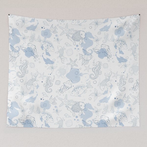 Item preview, Blue and White Underwater World designed and sold by FionaStokes.
