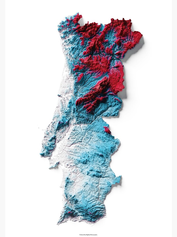 “Portugal Relief Map - Topographic Elevation " Poster for Sale by