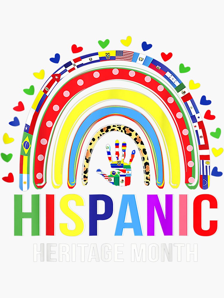 National Hispanic Heritage Month Rainbow All Countries Flags Sticker