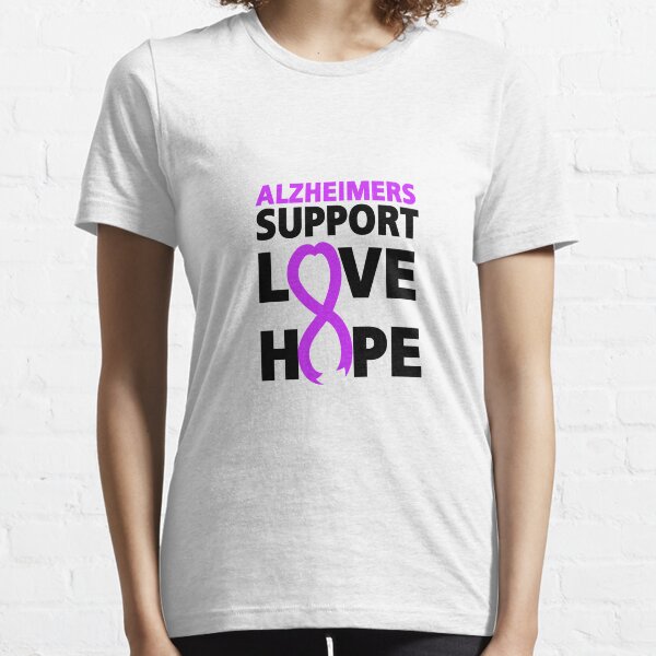 Alzheimers Awareness Purple Ribbon Support Love Essential T-Shirt