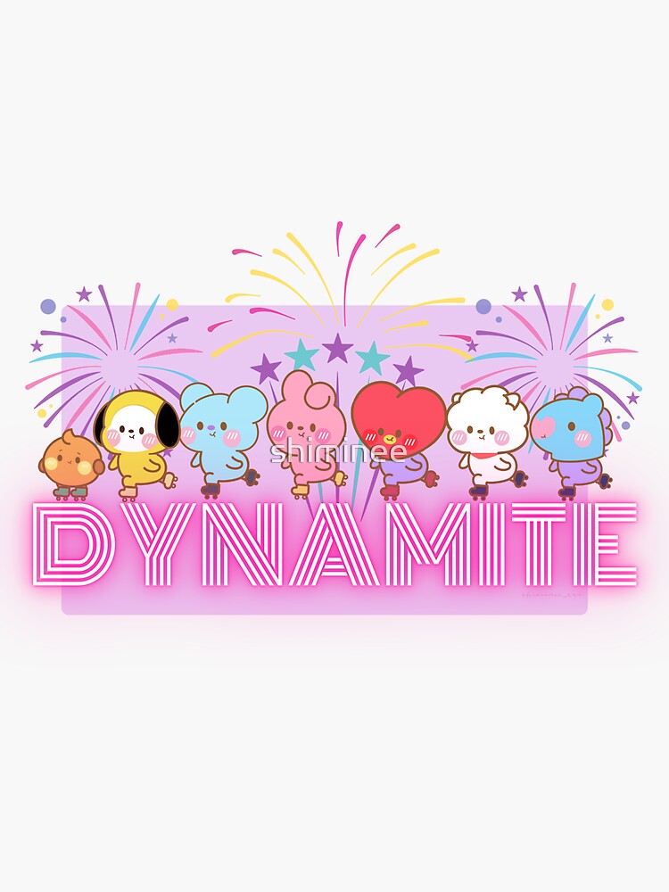 "Kawaii Cute BTS BT21 characters of OT7 Roller Blades" Sticker for