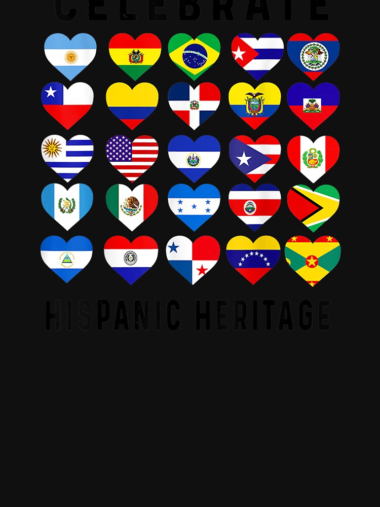 Hispanic Heritage Month 2022 National Latino Countries Flag T Shirt For Sale By Aronjoh 1550