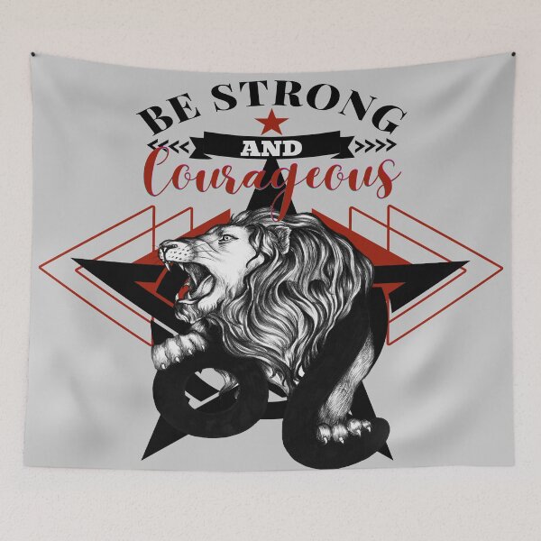 Item preview, Be strong and courageous, Illustration of wild animal, lion representing courage, strength and bravery designed and sold by Malogue.
