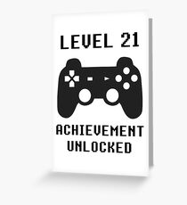 LEVEL 21 ACHIEVEMENT UNLOCKED Controller retro video games 21st birthday Greeting Card