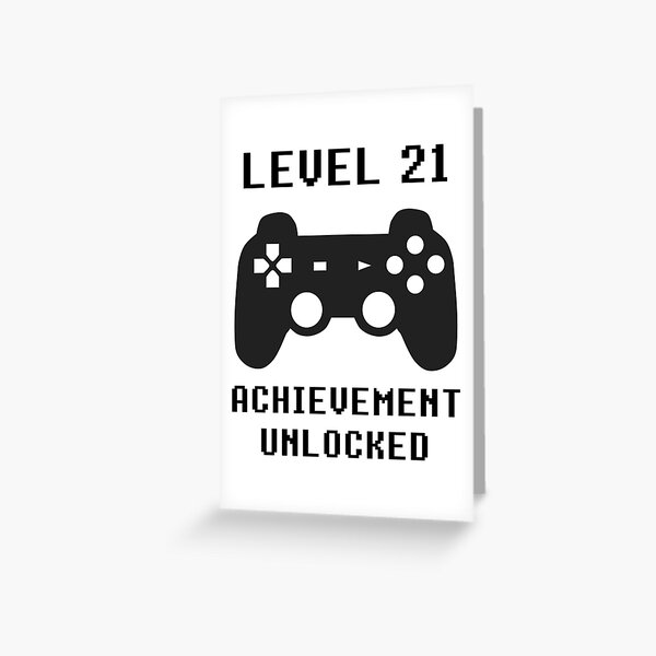 LEVEL 21 ACHIEVEMENT UNLOCKED Controller retro video games 21st birthday Greeting Card