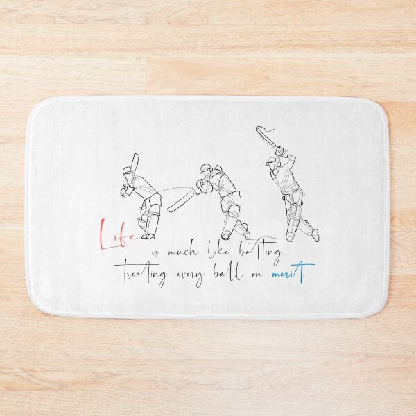 Item preview, One continuous line art cricket batting quote Life is much like batting, treating every ball on merit. designed and sold by scribblelife.