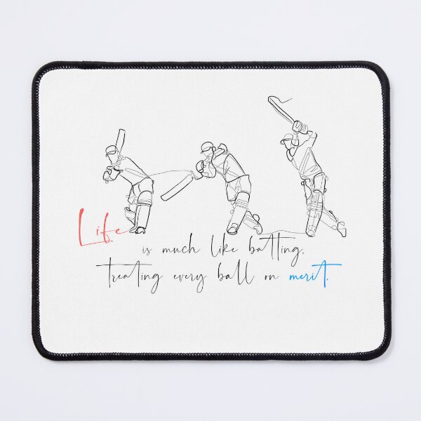 Item preview, One continuous line art cricket batting quote Life is much like batting, treating every ball on merit. designed and sold by scribblelife.