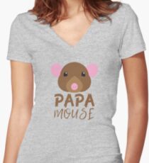 Papa mouse (with matching mama mouse and baby mouse) Women's Fitted V-Neck T-Shirt