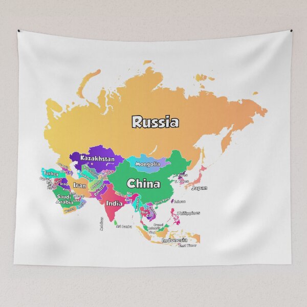 Item preview, political map of Asia  with boundaries and countries names  designed and sold by mashmosh.