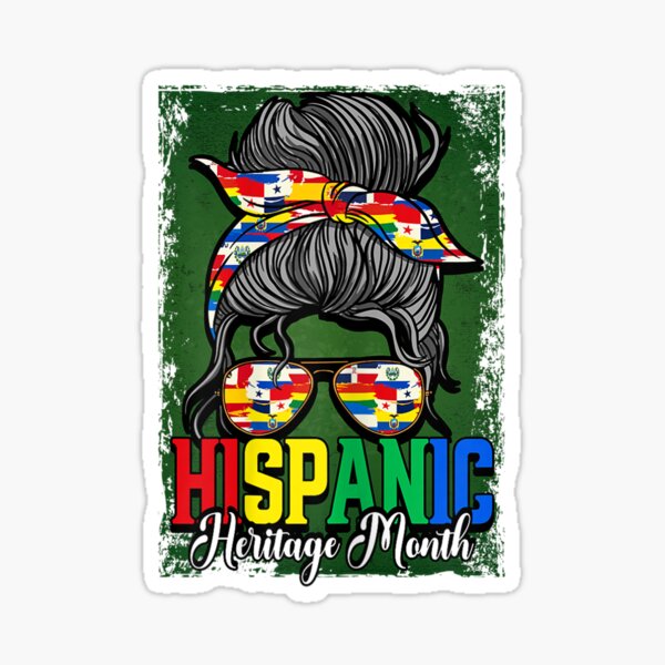 "Womens Hispanic Heritage Month Flags Messy Bun Hispanic Women" Sticker