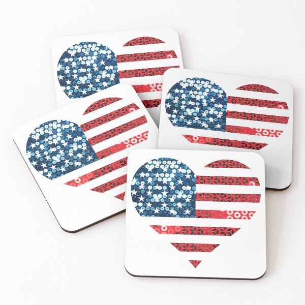 Item preview,  Print of Sequins ONLY - usa flag heart print designed and sold by Gossip Rag.
