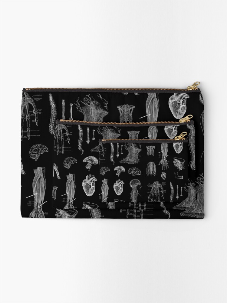 Alternate view of Vintage Anatomy Print Zipper Pouch