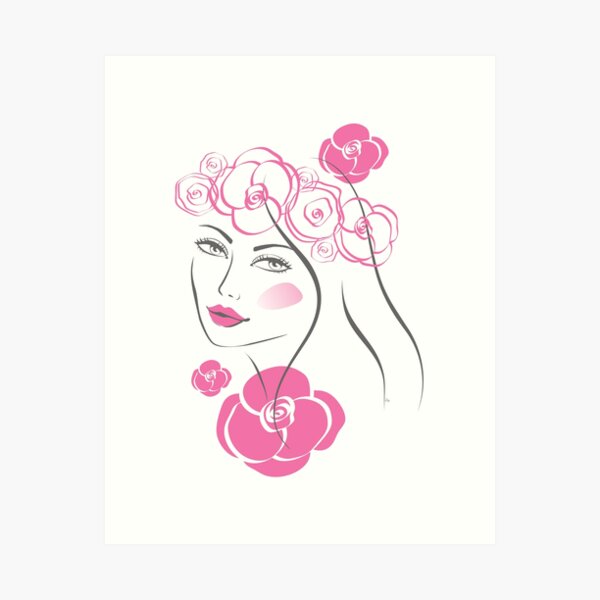 Pretty flower girl portrait Art Print