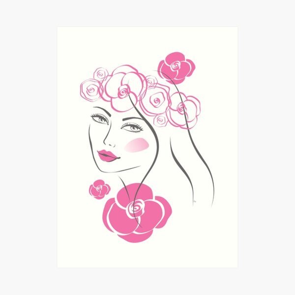 Pretty flower girl portrait Art Print