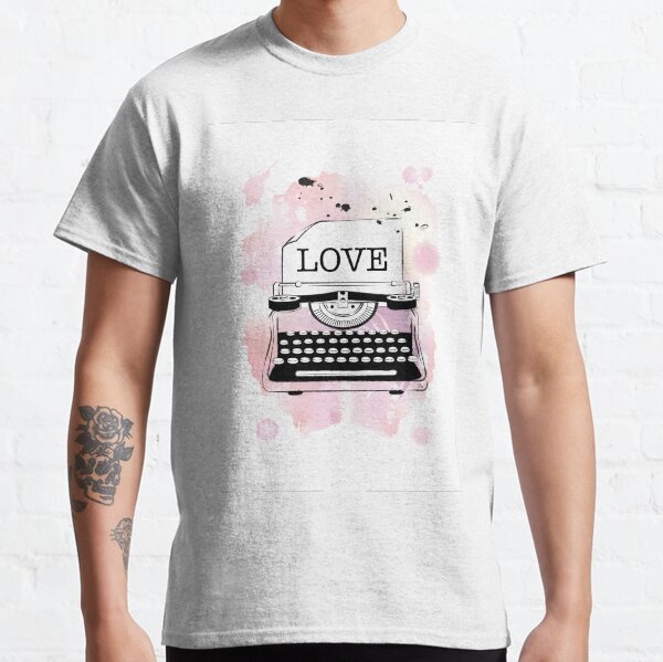 Pink Love Watercolour typewriter Classic T-Shirt
