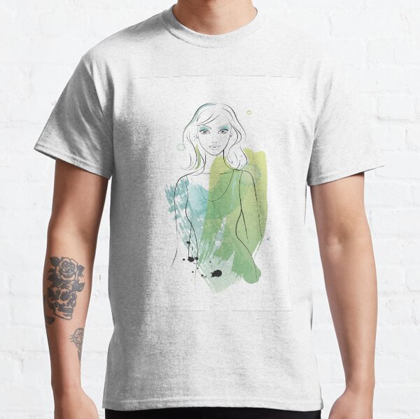 Pretty watercolour mermaid girl Classic T-Shirt