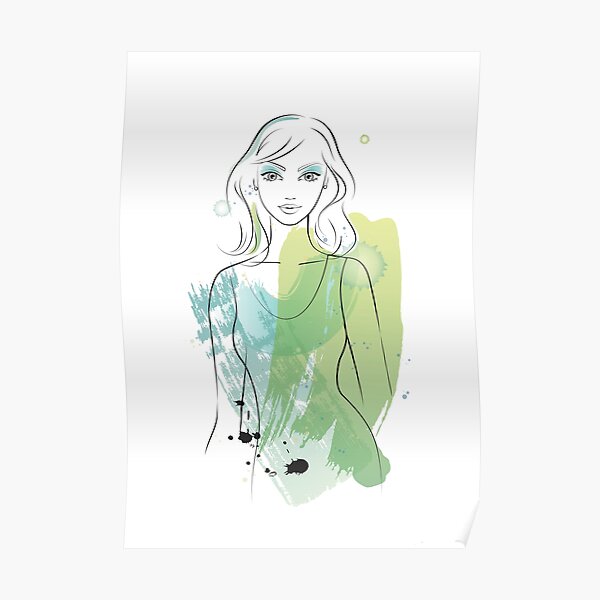 Pretty watercolour mermaid girl Poster