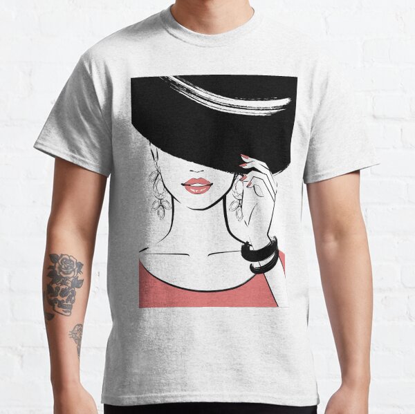 Pretty lady in hat Classic T-Shirt