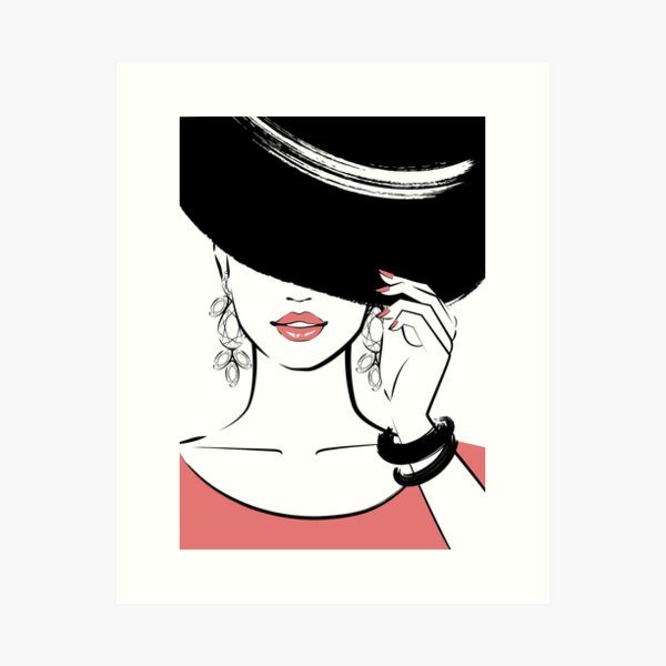 Pretty lady in hat Art Print