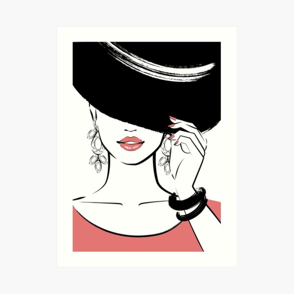 Pretty lady in hat Art Print