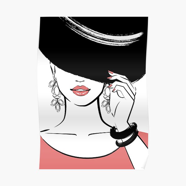 Pretty lady in hat Poster