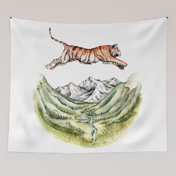 Item preview, Tiger Jumping Over Mountains designed and sold by Goosi Art.