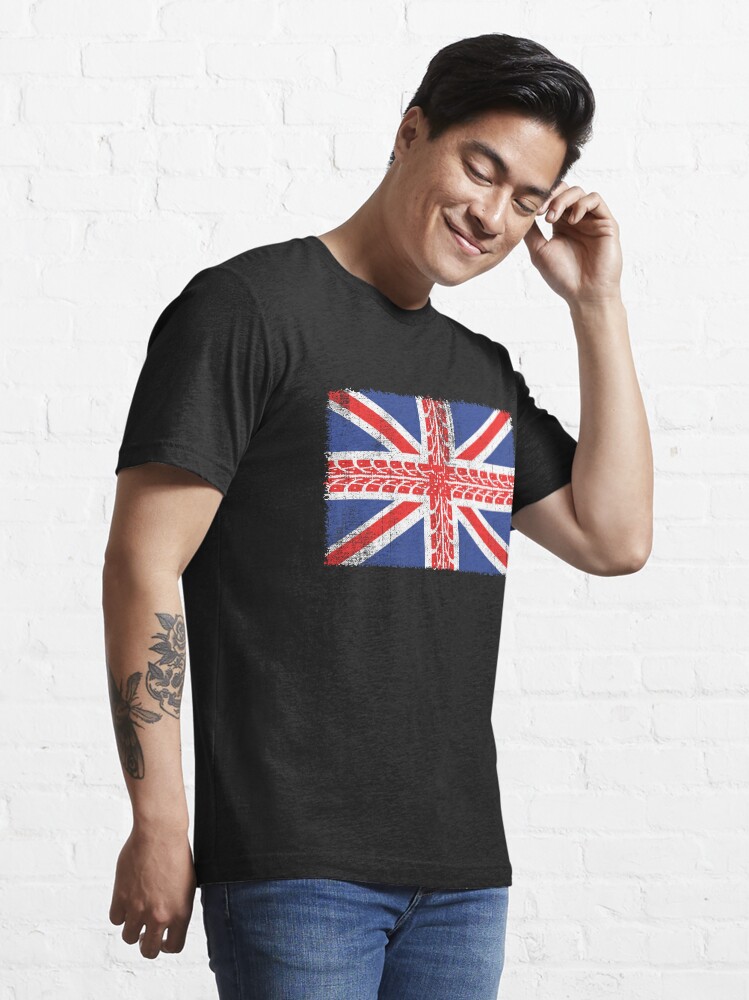 Alternate view of Vintage Flag > UK Flag Made of Motorbike Tracks > Biker Essential T-Shirt