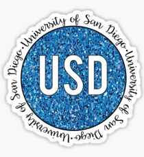 University of San Diego Blue Glitter Sticker