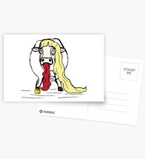The cow as white as milk. Postcards